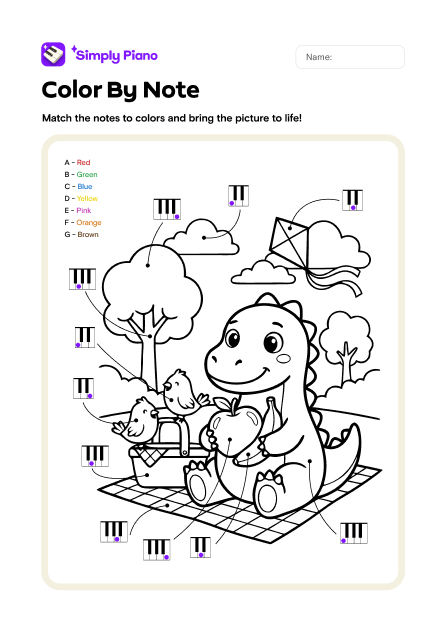 Color by Note - Dinosaur preview